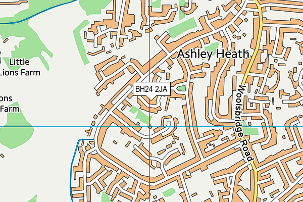 BH24 2JA map - OS VectorMap District (Ordnance Survey)