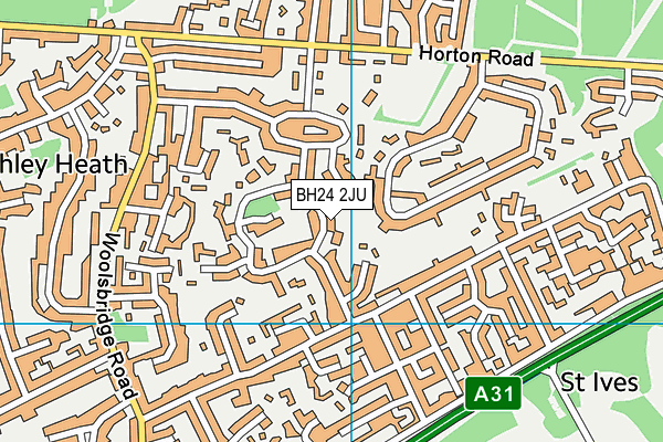 BH24 2JU map - OS VectorMap District (Ordnance Survey)