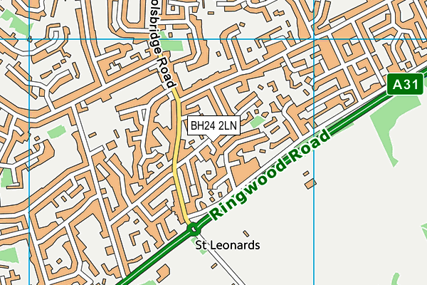 BH24 2LN map - OS VectorMap District (Ordnance Survey)