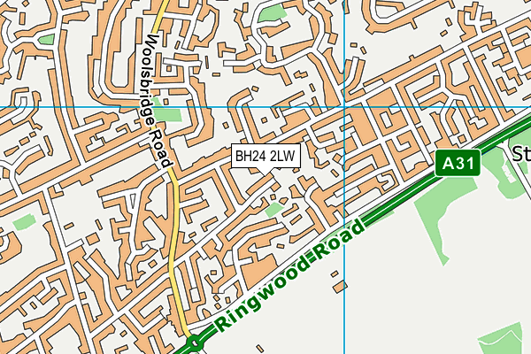 BH24 2LW map - OS VectorMap District (Ordnance Survey)