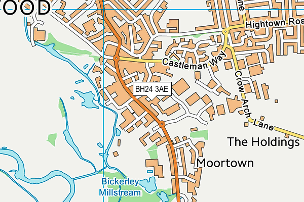 BH24 3AE map - OS VectorMap District (Ordnance Survey)