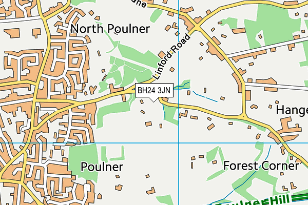 BH24 3JN map - OS VectorMap District (Ordnance Survey)