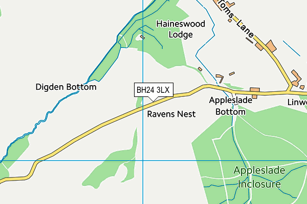 BH24 3LX map - OS VectorMap District (Ordnance Survey)