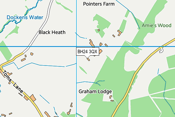BH24 3QX map - OS VectorMap District (Ordnance Survey)