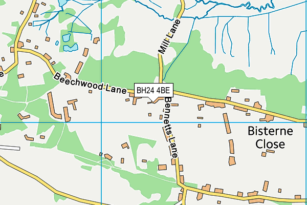 BH24 4BE map - OS VectorMap District (Ordnance Survey)
