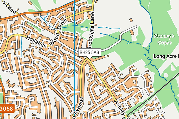 BH25 5AS map - OS VectorMap District (Ordnance Survey)