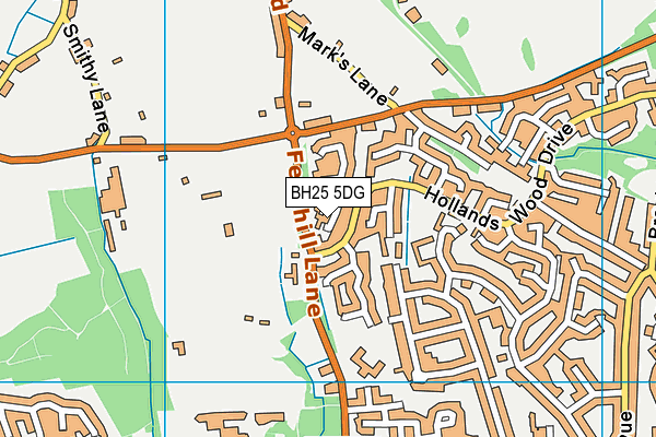 BH25 5DG map - OS VectorMap District (Ordnance Survey)