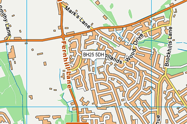 BH25 5DH map - OS VectorMap District (Ordnance Survey)