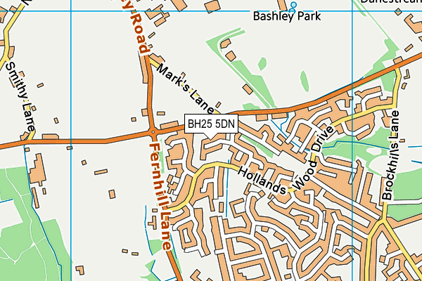 BH25 5DN map - OS VectorMap District (Ordnance Survey)