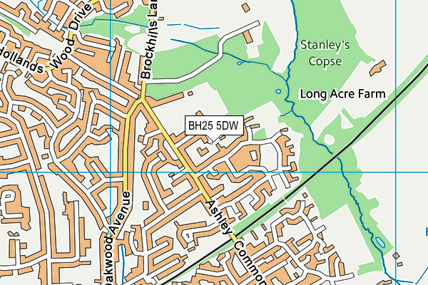 BH25 5DW map - OS VectorMap District (Ordnance Survey)