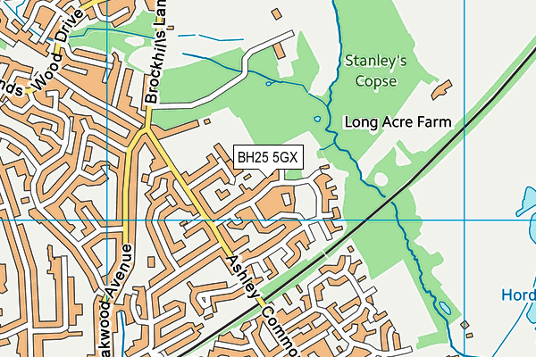BH25 5GX map - OS VectorMap District (Ordnance Survey)