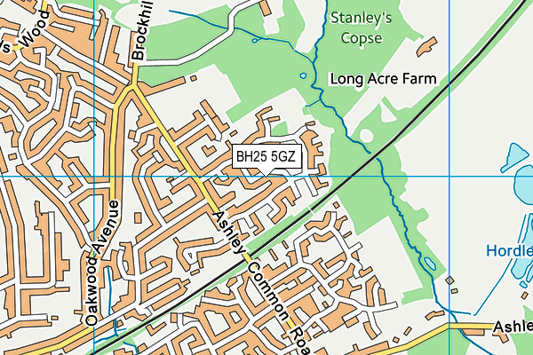 BH25 5GZ map - OS VectorMap District (Ordnance Survey)