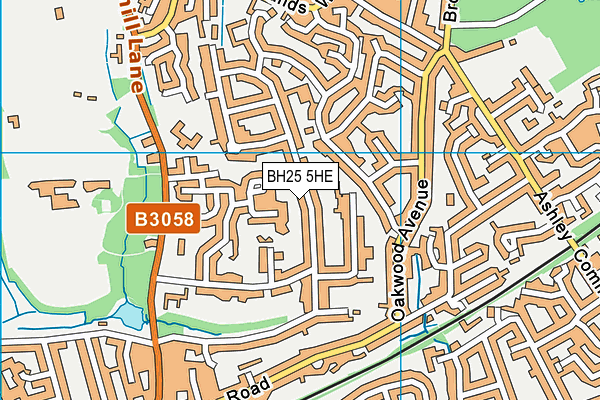 BH25 5HE map - OS VectorMap District (Ordnance Survey)