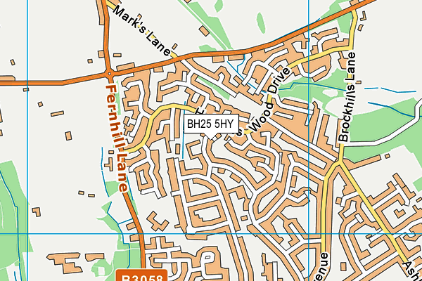 BH25 5HY map - OS VectorMap District (Ordnance Survey)
