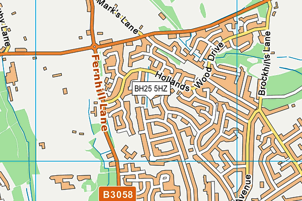 BH25 5HZ map - OS VectorMap District (Ordnance Survey)