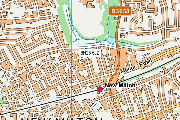 BH25 5JZ map - OS VectorMap District (Ordnance Survey)