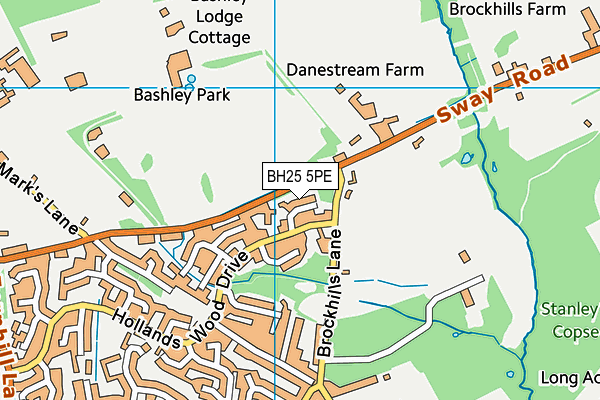 BH25 5PE map - OS VectorMap District (Ordnance Survey)