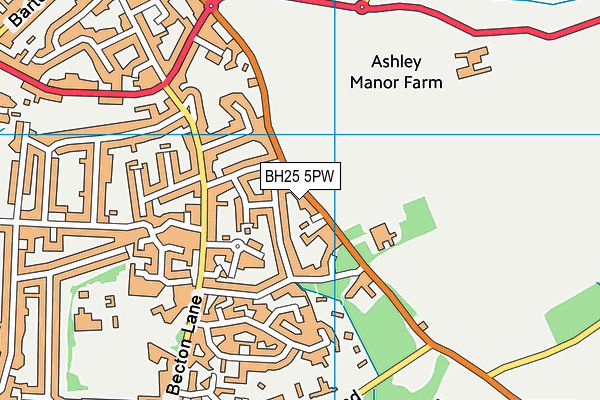 BH25 5PW map - OS VectorMap District (Ordnance Survey)