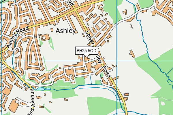 BH25 5QD map - OS VectorMap District (Ordnance Survey)