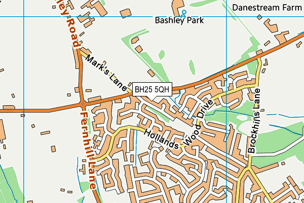 BH25 5QH map - OS VectorMap District (Ordnance Survey)