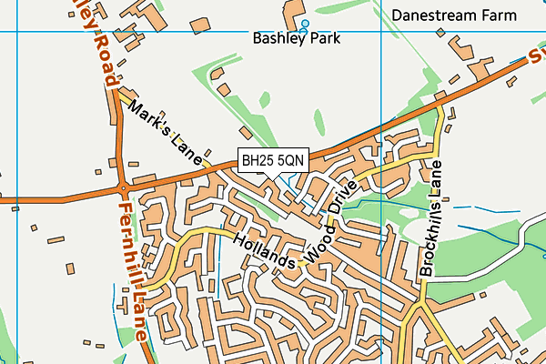 BH25 5QN map - OS VectorMap District (Ordnance Survey)