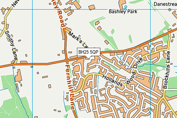 BH25 5QP map - OS VectorMap District (Ordnance Survey)