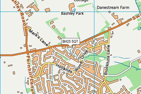 BH25 5QT map - OS VectorMap District (Ordnance Survey)