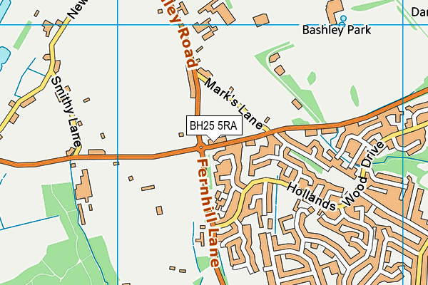 BH25 5RA map - OS VectorMap District (Ordnance Survey)