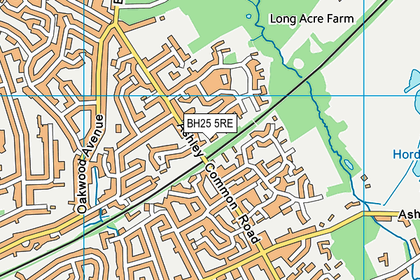 BH25 5RE map - OS VectorMap District (Ordnance Survey)