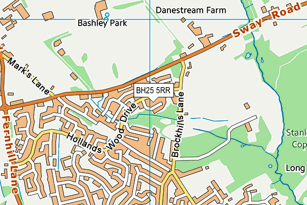 BH25 5RR map - OS VectorMap District (Ordnance Survey)