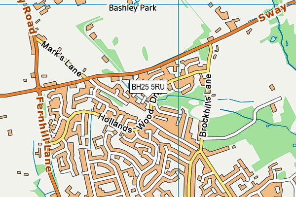 BH25 5RU map - OS VectorMap District (Ordnance Survey)