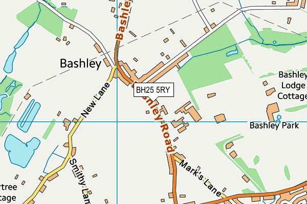 Bashley Cricket Club map (BH25 5RY) - OS VectorMap District (Ordnance Survey)
