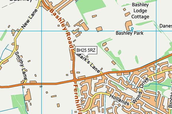 BH25 5RZ map - OS VectorMap District (Ordnance Survey)