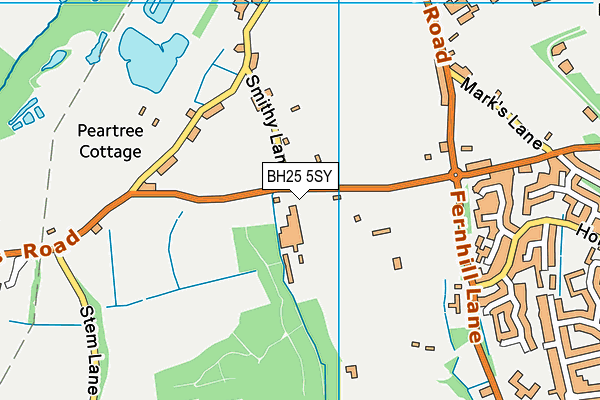 BH25 5SY map - OS VectorMap District (Ordnance Survey)