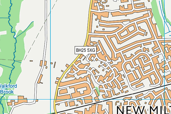 BH25 5XG map - OS VectorMap District (Ordnance Survey)