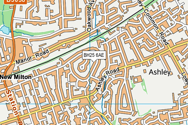 BH25 6AE map - OS VectorMap District (Ordnance Survey)