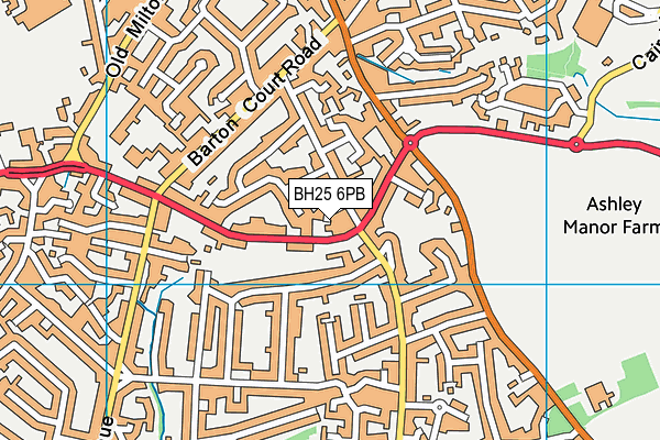 BH25 6PB map - OS VectorMap District (Ordnance Survey)