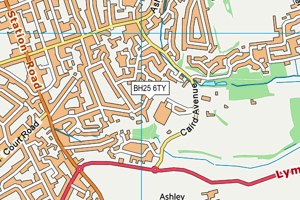 BH25 6TY map - OS VectorMap District (Ordnance Survey)