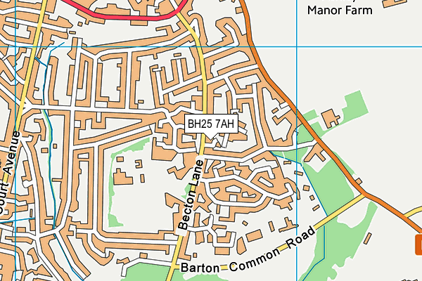 BH25 7AH map - OS VectorMap District (Ordnance Survey)