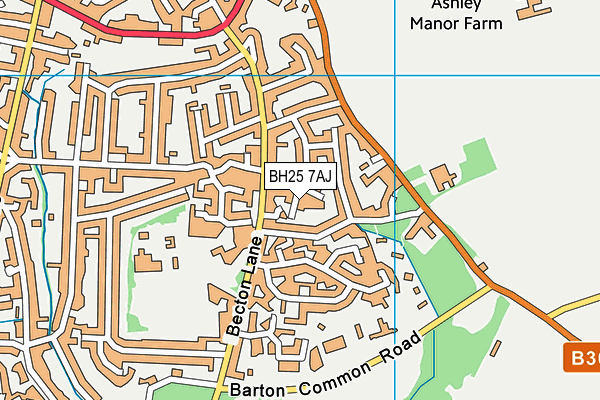 BH25 7AJ map - OS VectorMap District (Ordnance Survey)
