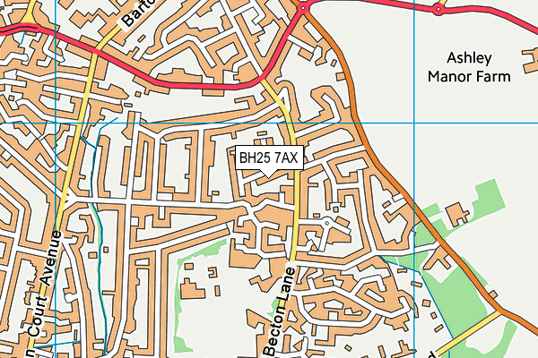 BH25 7AX map - OS VectorMap District (Ordnance Survey)