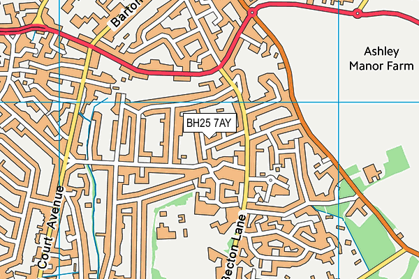 BH25 7AY map - OS VectorMap District (Ordnance Survey)