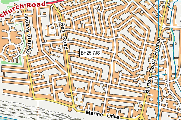 BH25 7JS map - OS VectorMap District (Ordnance Survey)