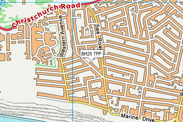 BH25 7PP map - OS VectorMap District (Ordnance Survey)