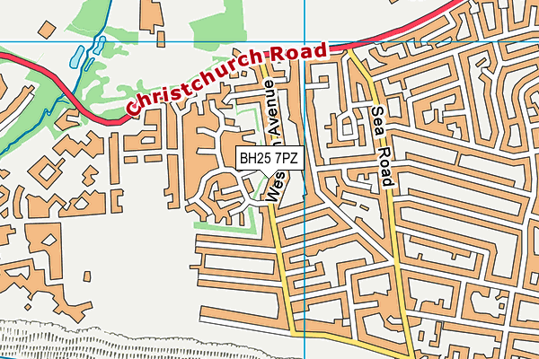 BH25 7PZ map - OS VectorMap District (Ordnance Survey)