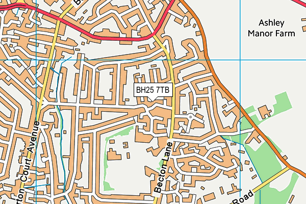 BH25 7TB map - OS VectorMap District (Ordnance Survey)