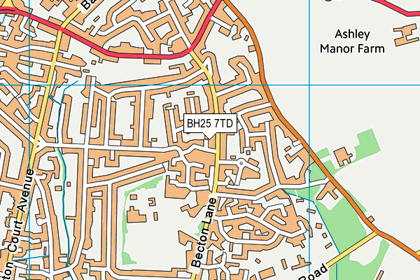 BH25 7TD map - OS VectorMap District (Ordnance Survey)