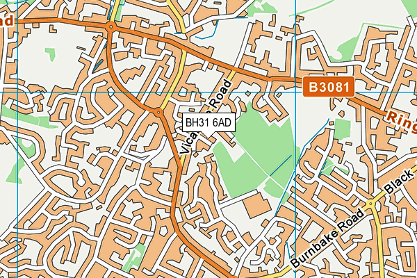 BH31 6AD map - OS VectorMap District (Ordnance Survey)
