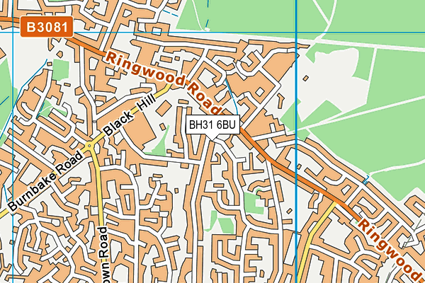 BH31 6BU map - OS VectorMap District (Ordnance Survey)