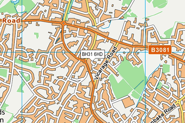 BH31 6HD map - OS VectorMap District (Ordnance Survey)